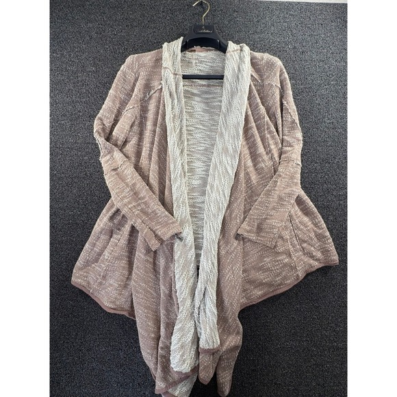 Sweaters - Free People Mauve Marled Knit Draped Open Front Cardigan Zipper Cuffs Small S/P
